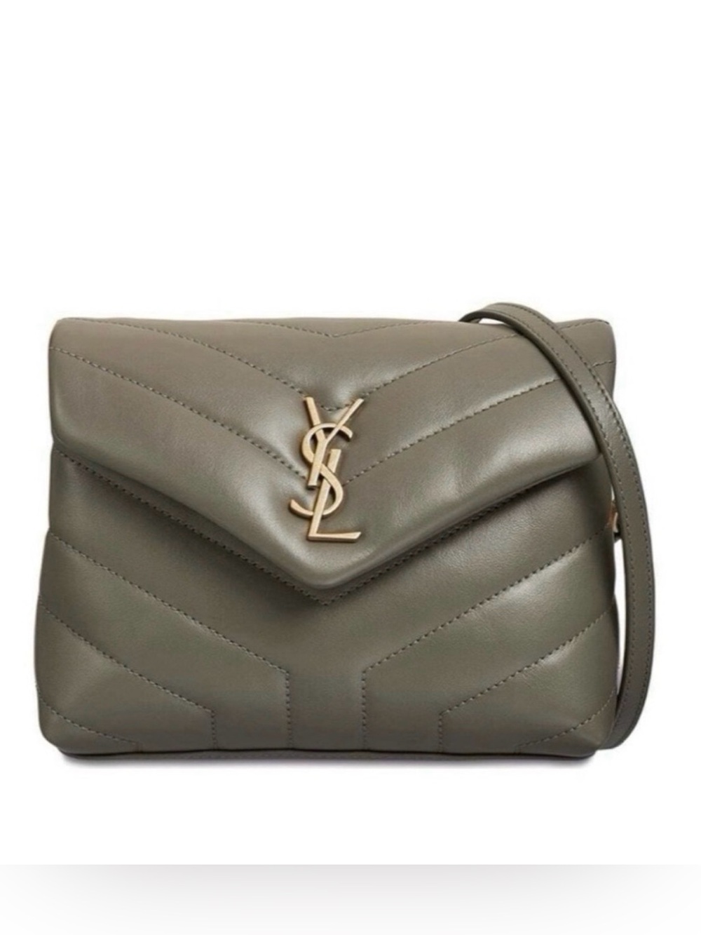 SAINT LAURENT YSL TOY LOULOU KHAKI GREY LIKE NEW